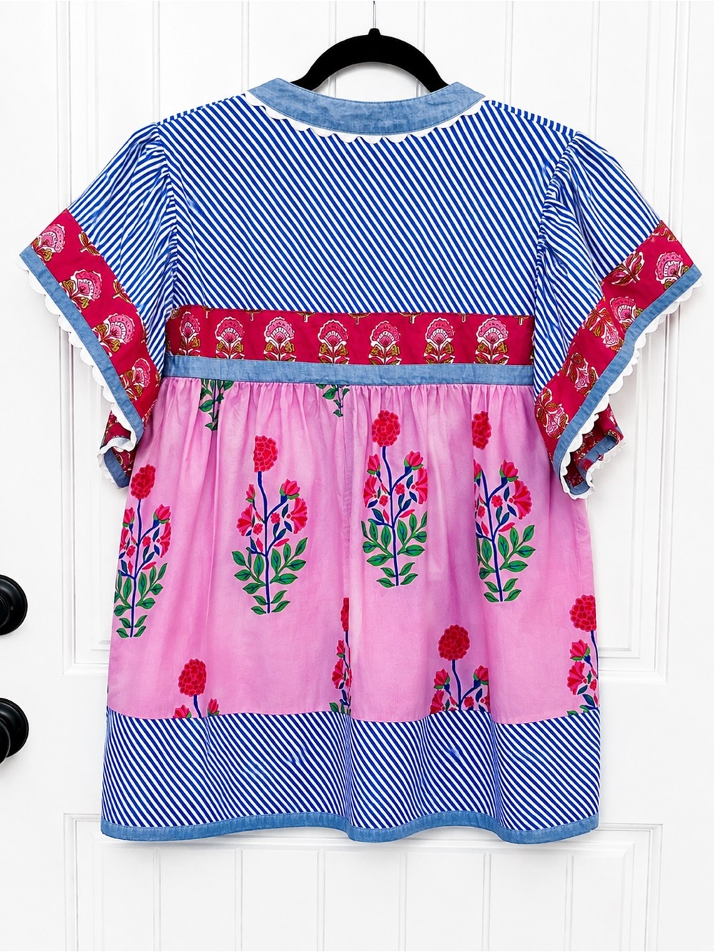 THML Floral Patchwork Ruffle Sleeve Blouse | Size M - Picture 9 of 10